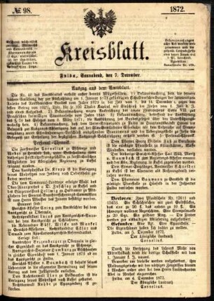 Ausgabe vom Samstag, den 07. Dezember 1872.