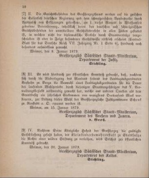 7. Ministerial-Bekanntmachung, den Geschäftsverkehr der deutschen und schweizerischen Gerichtsbehörden betreffend
