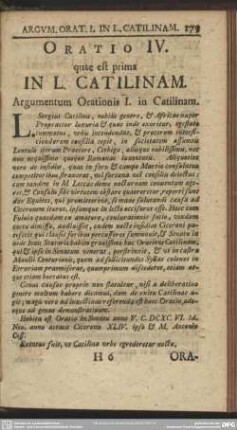 Oratio IV. [VI.] quae est prima In L. Catilinam