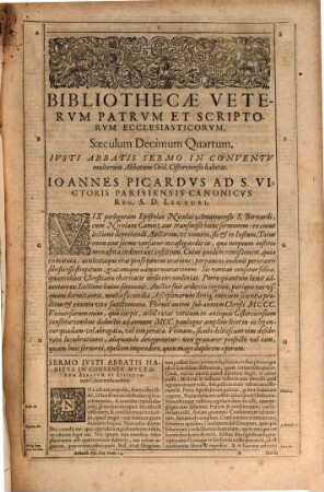 Magna Bibliotheca Vetervm Patrvm, Et antiquorum Scriptorvm Ecclesiasticorum. 14, Continens Scriptores saeculi XIV. cum paucis alijs saeculi XV. & XVI.