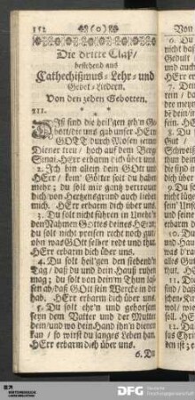 Die dritte Claß/ bestehend aus Cathechißmus-Lehr-und-Gebet-Liedern.