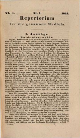 Repertorium für die gesammte Medicin, 1843, Bd. 6