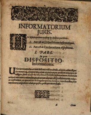 Informatorium iuris, in quo proponitur informatio necessaria ad studium iuridicum, per totum illius curriculum directa : cum annexo indice manuductorio