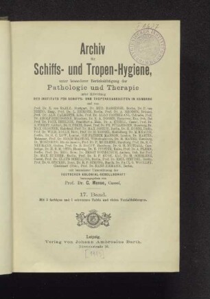 17.1913: Archiv für Schiffs- und Tropenhygiene