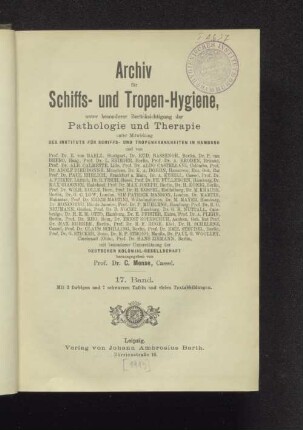 17.1913: Archiv für Schiffs- und Tropenhygiene
