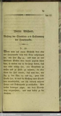 Vierter Abschnitt. Messung der Standlinie und Bestimmung der Hauptpunkte