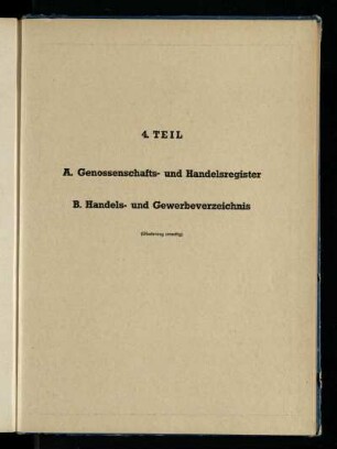 Genossenschafts- und Handelsregister, Handels- und Gewerbeverzeichnis
