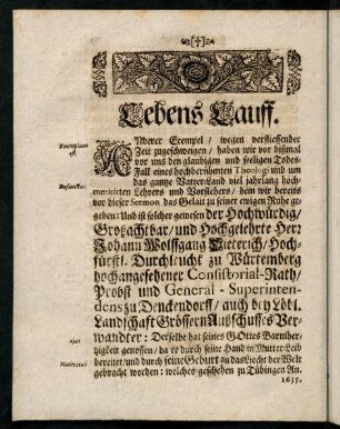 Lebens Lauff.