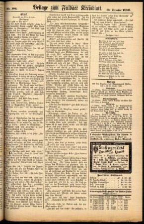 Zweite Ausgabe vom Samstag, den 16. Oktober 1880.