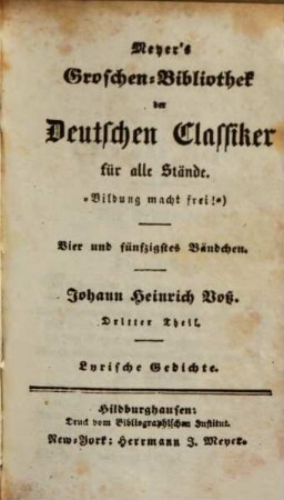 Johann Heinrich Voß. 3, Lyrische Gedichte