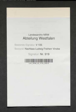 2 Briefe des Vaters Ernst I. J. Vincke