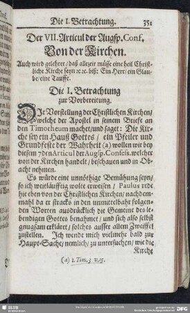 Der VII. Articul der Augsp. Conf. Von der Kirchen