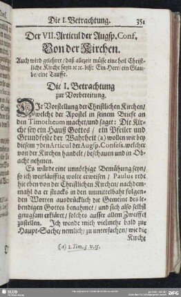 Der VII. Articul der Augsp. Conf. Von der Kirchen