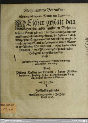 Bedenken vom Justitien-Wesen