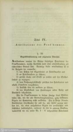 Titel IV. Attributions der Prud´hommes