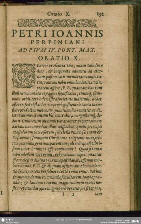 Ad Pium IV. Pont. Max. Oratio X.