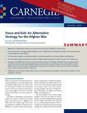 Focus and exit : an alternative strategy for the Afghan war