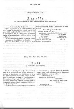 Beilagen zu Protokoll, 104./105./107. Sitzung