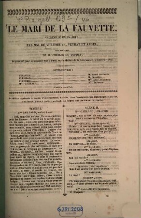 Le mari de la fauvette : Vaudeville en un acte