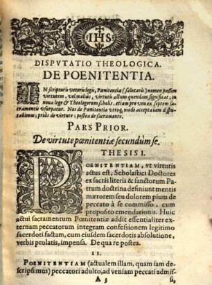 Dispvtatio Theologica, De Poenitentia