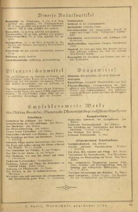 Diverse Bedarfsartikel ; Pflanzenschutzmittel ; Düngemittel ; Empfehlenswerte Werke