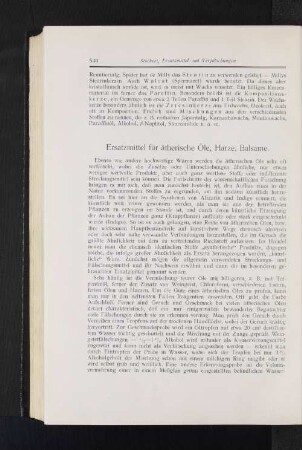 Ersatzmittel für ätherische Öle, Harze, Balsame.