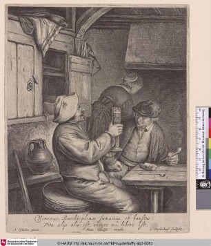 [Zwei Bauern an einem Tisch, Frau von hinten; Two Peasants seated by a Table]