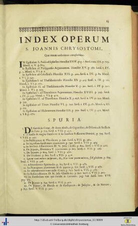 Index operum S. Joannis Chrysostomi.