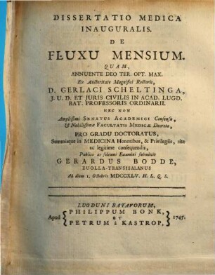 Diss. med. inaug. de fluxu mensium