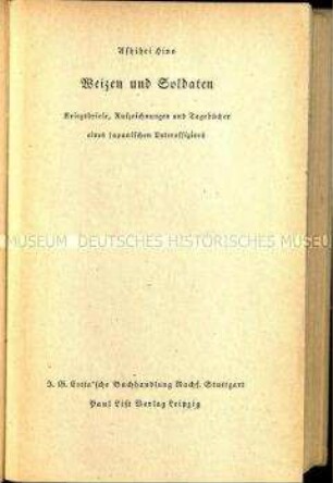 Kriegsbriefe, Aufzeichnungen und Tagebücher eines japanischen Unteroffiziers