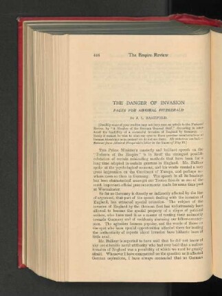The Danger of Invasion. Facts for Admiral Fitzgerald.