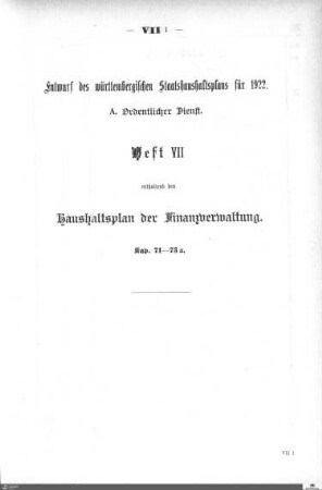 Staatshaushaltsplan 1922, Heft 7
