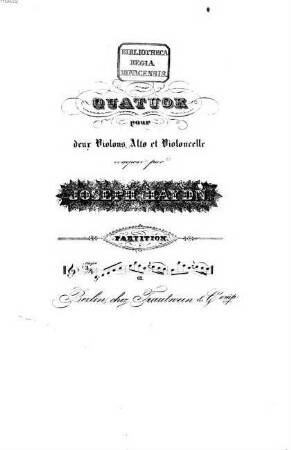 Partition des quatuors, 62. [H 3,5]. - 14 S. - Pl.-Nr. 856