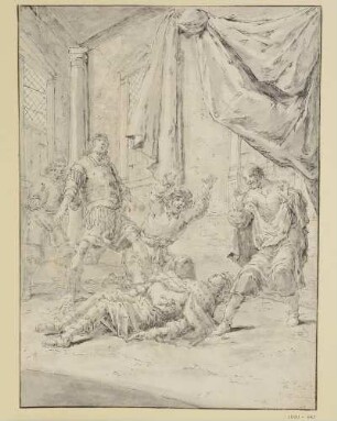Altes Testament; Folge I, Blatt 11: Aod ermordet Eglon, den König der Moabiter