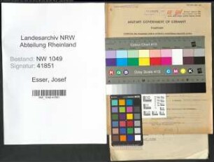 Entnazifizierung Josef Esser , geb. 16.02.1893 (Kaufmaennischer Angestellter)
