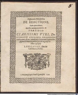 Disputatio Philosophica De Reactione