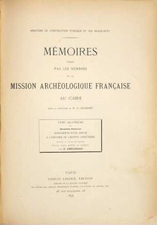 Monuments pour servir à l'histoire de l'Égypte chrétienne, Fasc. 2. Aux IV, V, VI, et VII siècles