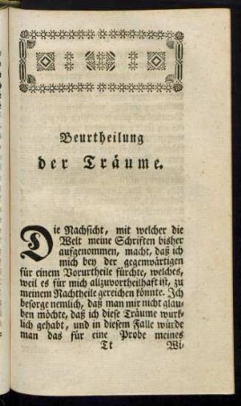 Beurtheilung der Träume.