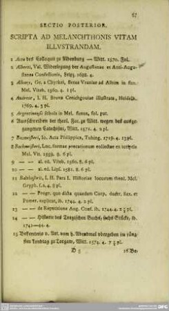 Sectio Posterior. Scripta Ad Melanchthonis Vitam Illustrandam