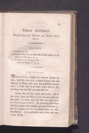 Achter Abschnitt. Aufteilung der Wörter am Ende einer Zeile.