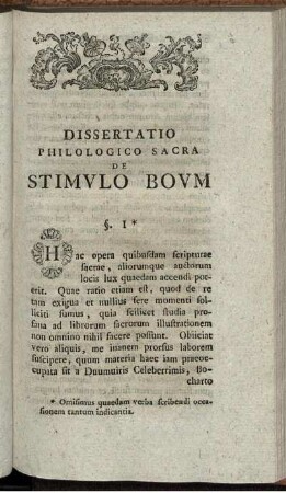 Dissertatio philologico sacra de Stimulo Boum.