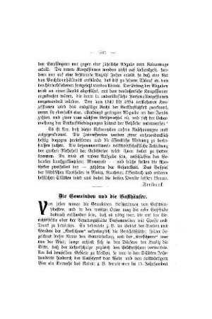 Die Gemeinden und die Gasthäuser