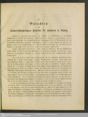 IV. Gutachten des Universitätsperdigers Professor Dr. Hofmann in Leipzig