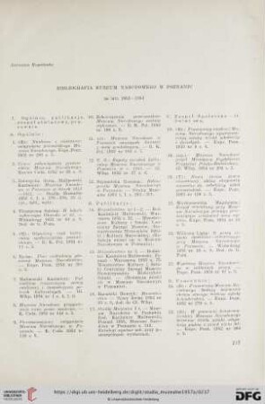 Bibliografia Muzeum Narodowego z Poznaniu za lata 1952-1954
