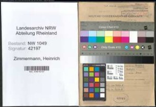Entnazifizierung Heinrich Zimmermann , geb. 30.12.1893 (Verwaltungsangestellter)
