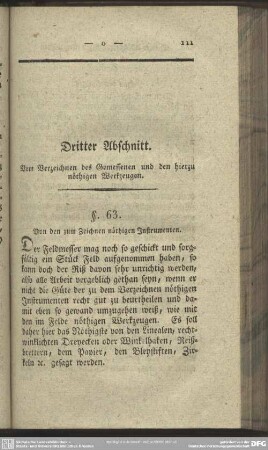 Dritter Abschnitt. Vom Verzeichnen des Gemessenen und den hierzu nöthigen Werkzeugen