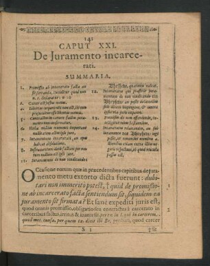 Caput XXI. De Iuramento incarcerati.