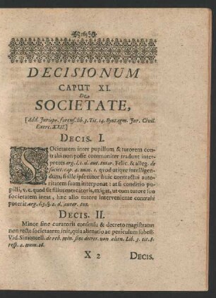Decisionum Caput XI. De Societate, ...