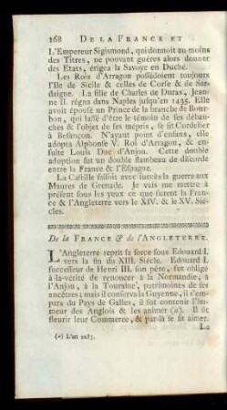 De la France & de l'Angleterre.