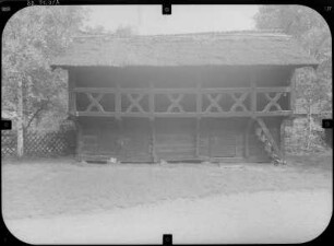 Lübbenau-Lehde, Dorfstraße 3. Freilandmuseum. Stallgaleriegebäude. Eingangsfront